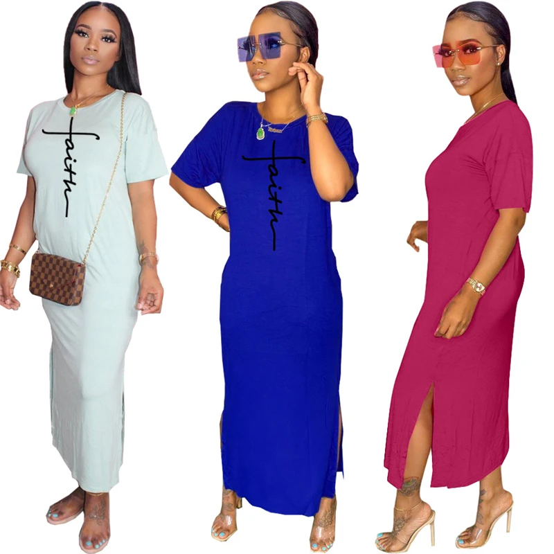 2022 summer short sleeve FAITH letter print split maxi long loose cotton casual women dress t shirts ladies t-shirts women dress
2022 summer short sleeve FAITH letter print split maxi long loose cotton casual women dress t shirts ladies t-shirts women dress