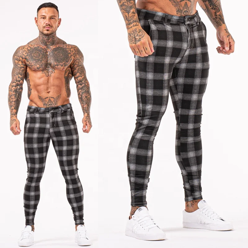 high skinny ankle fit chino pants plaid mens trousers 
high skinny ankle fit chino pants plaid mens trousers