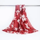 Watercolor print long scarf custom polyester neckerchief patchwork crinkle shawl twill spring scarves