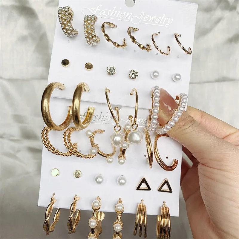 Trendy Gold Metal Earrings Set Fashion Geometric Pearl Circle Drop Earrings 2021 Trend Set of Earrings Jewelry
Trendy Gold Metal Earrings Set Fashion Geometric Pearl Circle Drop Earrings 2021 Trend Set of Earrings Jewelry