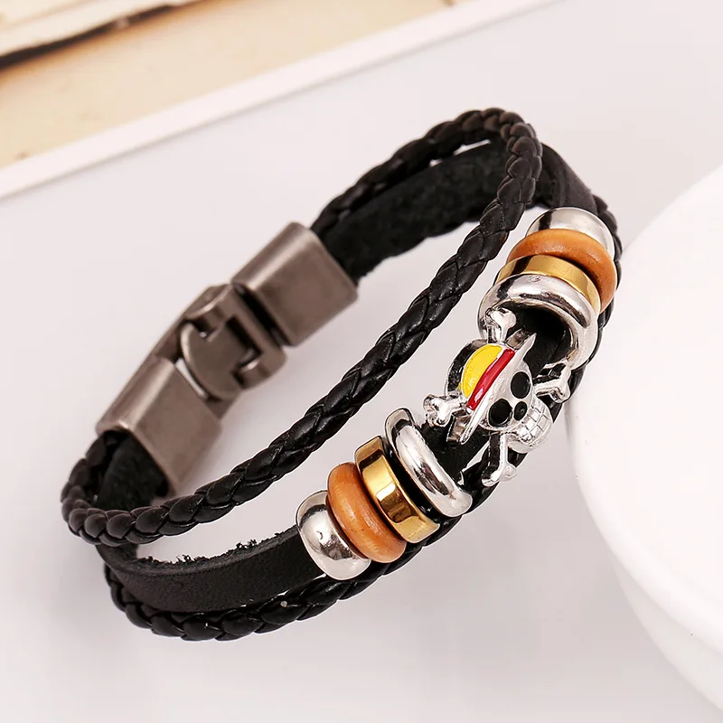 Wholesale Woven Multi-layer Skull One Piece Anime Leather Adjustable Bracelet For Men Jewelry
Wholesale Woven Multi-layer Skull One Piece Anime Leather Adjustable Bracelet For Men Jewelry