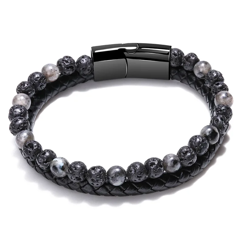 Men Fashion Vintage Magnetic Buckle Lava Stone Beaded Bracelet Double Layer Leather Braided Bracelet
Men Fashion Vintage Magnetic Buckle Lava Stone Beaded Bracelet Double Layer Leather Braided Bracelet