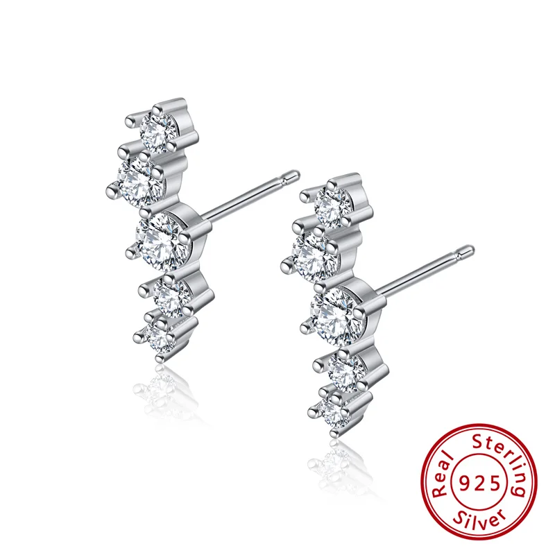 925 Sterling Silver Round Cut CZ 5 Crystal Earrings cubic zirconia stud earring for Women Girls
925 Sterling Silver Round Cut CZ 5 Crystal Earrings cubic zirconia stud earring for Women Girls