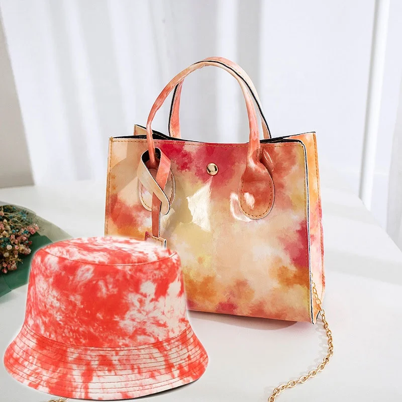 New style leather handbags Custom printed logo luxury tie dye tote bags handbags with matching bucket hat sets, 4 color options
New style leather handbags Custom printed logo luxury tie dye tote bags handbags with matching bucket hat sets, 4 color options
