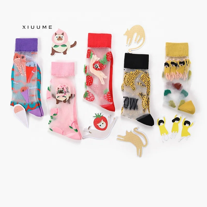 New custom original fruit animal cute girl colorful happy luxury art silk mesh invisible socks
New custom original fruit animal cute girl colorful happy luxury art silk mesh invisible socks