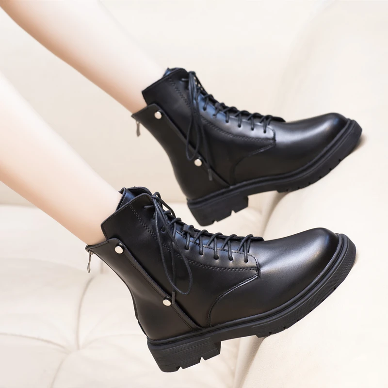 113483 London style chunky heel lace up women shoes winter fashion plush back zip lady ankle boots comfy casual female footwear
113483 London style chunky heel lace up women shoes winter fashion plush back zip lady ankle boots comfy casual female footwear