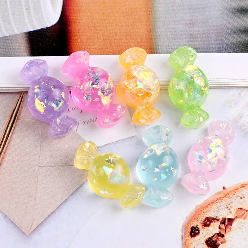 

100pcs per bag good quality cute jelly colored flatback simulation resin candy charm for earring making