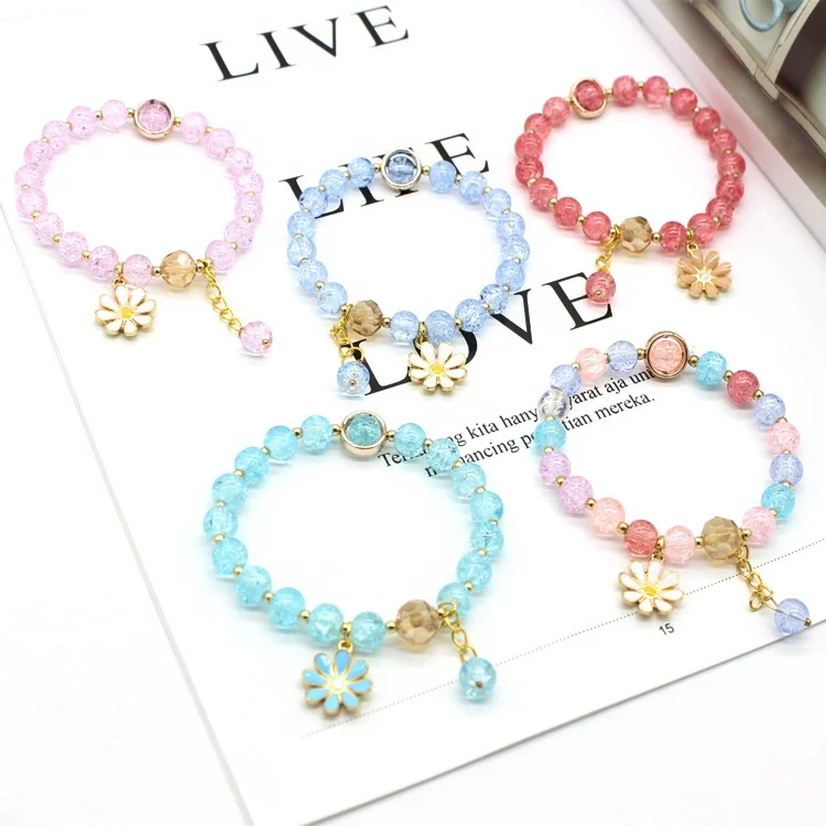 Hot Selling Crystal Beaded Bracelets Girls Fashion Elastic Rope Daisy Pendant Crystal Bead Bracelet
Hot Selling Crystal Beaded Bracelets Girls Fashion Elastic Rope Daisy Pendant Crystal Bead Bracelet