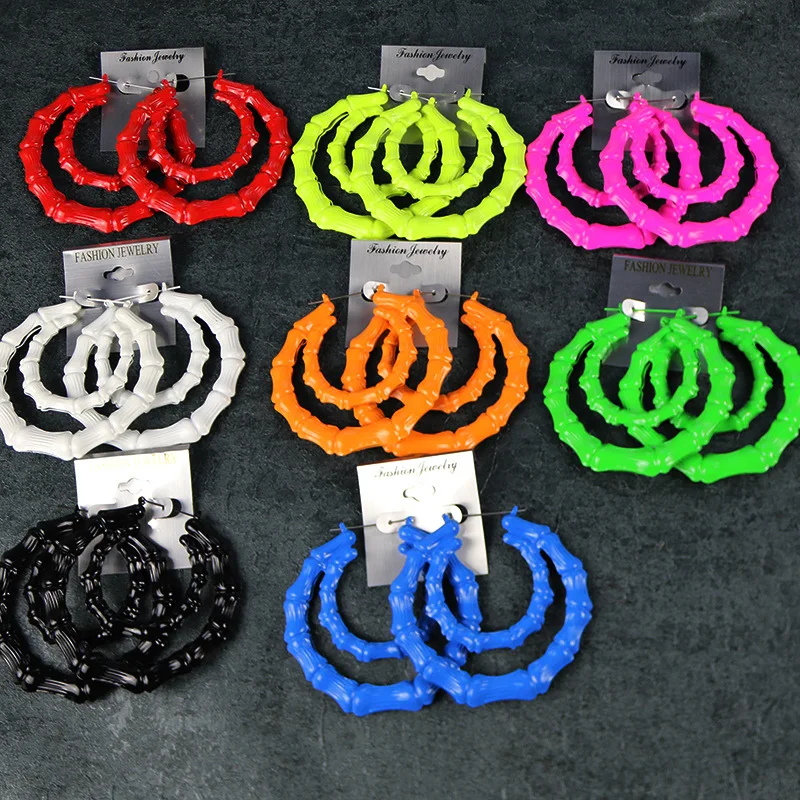 New Punk Exaggerated Big Hoop Earrings Pendiente Large Neon Color Big Hook Bamboo Earrings For Women
New Punk Exaggerated Big Hoop Earrings Pendiente Large Neon Color Big Hook Bamboo Earrings For Women