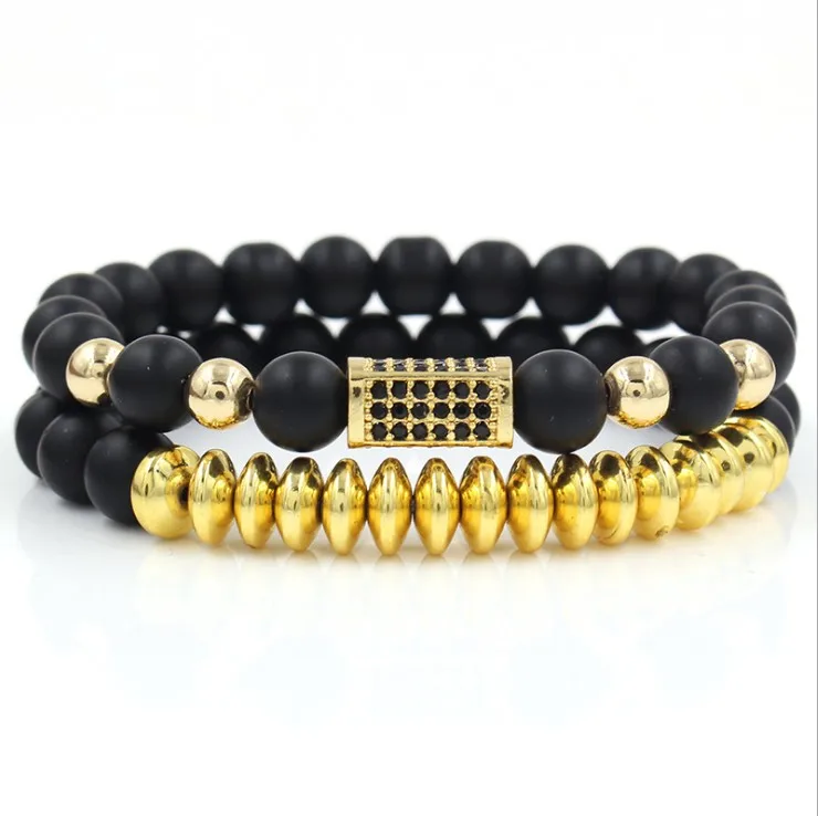 2020 Gentleman Bead With CZ Charm Black 2 Set Jewelry Men's Bracelet, Gold;silver;rose gold;gun black
2020 Gentleman Bead With CZ Charm Black 2 Set Jewelry Men's Bracelet, Gold;silver;rose gold;gun black
