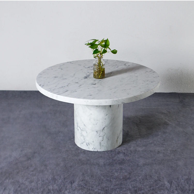 Custom Made Carrara White Marble Round Coffee Table Side Table For Furniture