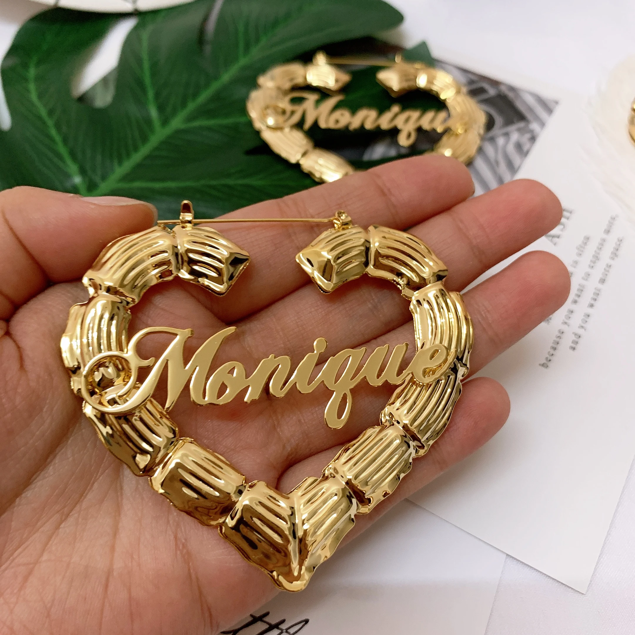 Hoop Hoops Gold Name Personalized Wholesale Plated Custom Big Color Stainless Steel Heart Bamboo Earrings, Gold/rose gold/ silver
Hoop Hoops Gold Name Personalized Wholesale Plated Custom Big Color Stainless Steel Heart Bamboo Earrings, Gold/rose gold/ silver