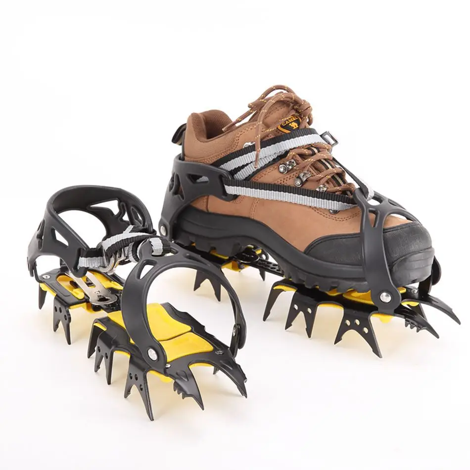 

High quality hiking climbing crampons mountaineering anti-skid shoes 18 teeth snow tiger tooth type