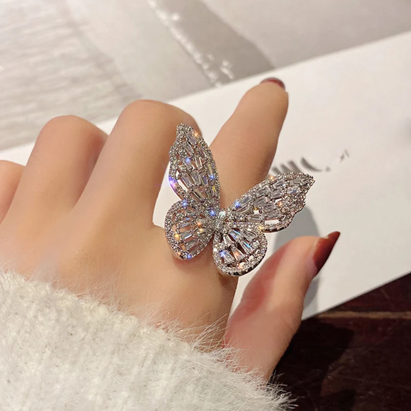 Luxury exquisite zircon butterfly open index finger ring trend Korean style cold wind ring female, Silver color
Luxury exquisite zircon butterfly open index finger ring trend Korean style cold wind ring female, Silver color