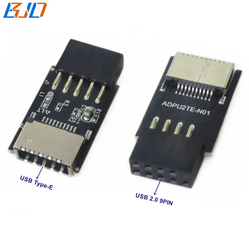 USB Type-E Female Connector to USB 2.0 9Pin Male Adapter Card Straight Plug in stock, Black
USB Type-E Female Connector to USB 2.0 9Pin Male Adapter Card Straight Plug in stock, Black