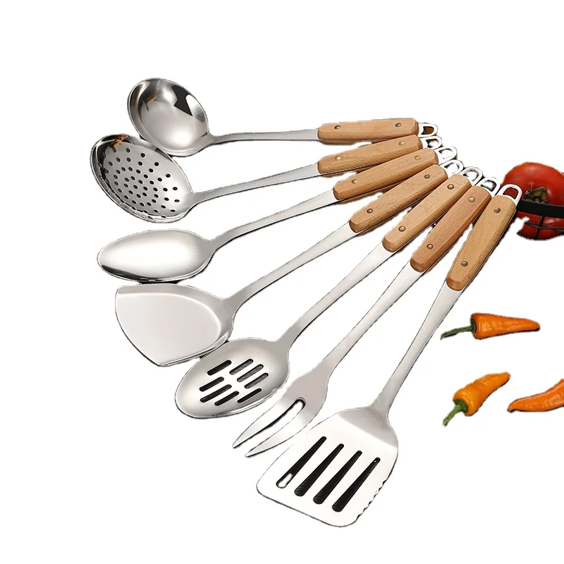 Cheap Stainless Steel Kitchen Utensils Turners Spatula Spoon Colanders Rice Spoon Kitchen Accessories with Wooden Handle
Cheap Stainless Steel Kitchen Utensils Turners Spatula Spoon Colanders Rice Spoon Kitchen Accessories with Wooden Handle