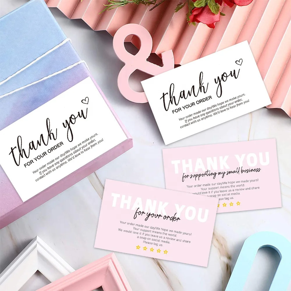 Vi-Factory wholesale 50pcs/bag 5x9cm Pink Thank You Card for Supporting My Small Business
Vi-Factory wholesale 50pcs/bag 5x9cm Pink Thank You Card for Supporting My Small Business