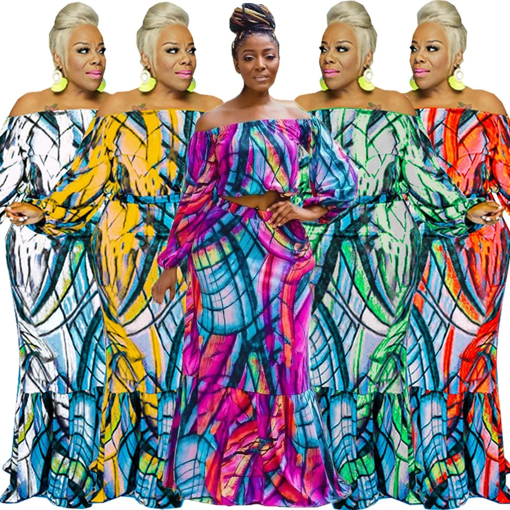 MT141-6838 Women Two Piece Dress Suits Long Sleeve Printed Off Shoulder Top and Bodycon Skirt Set plus size women clothing
MT141-6838 Women Two Piece Dress Suits Long Sleeve Printed Off Shoulder Top and Bodycon Skirt Set plus size women clothing