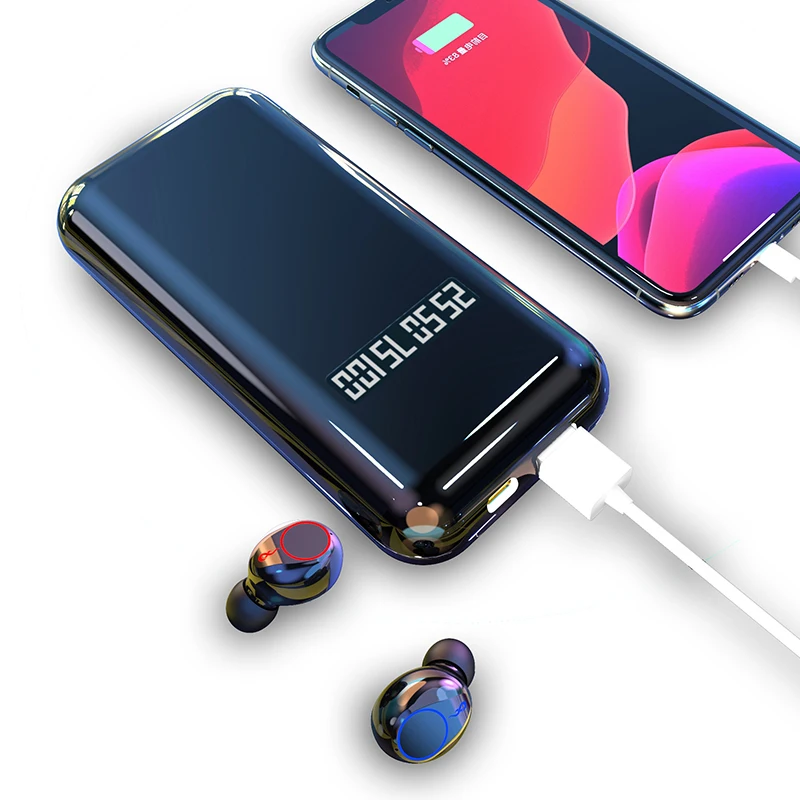10000mah power bank V5.0 Earphone High quality true bests studio wireless headphone, Black/white
10000mah power bank V5.0 Earphone High quality true bests studio wireless headphone, Black/white