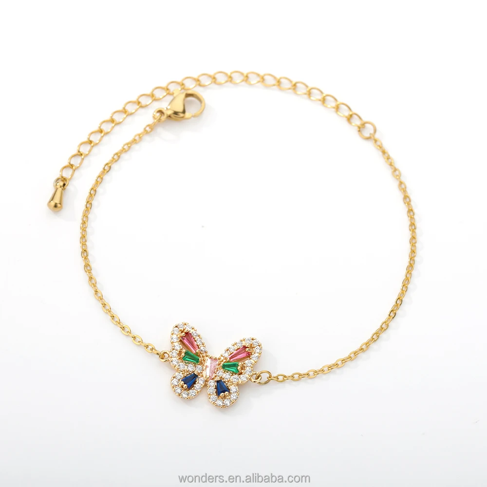 Rainbow Color Gold Plated Bracelets With Cubic Zirconia Butterfly Charm Bracelet Jewelry For Women Bridal Jewellery
Rainbow Color Gold Plated Bracelets With Cubic Zirconia Butterfly Charm Bracelet Jewelry For Women Bridal Jewellery