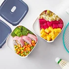 2 layer stackable square Japanese plastic bento lunch box set