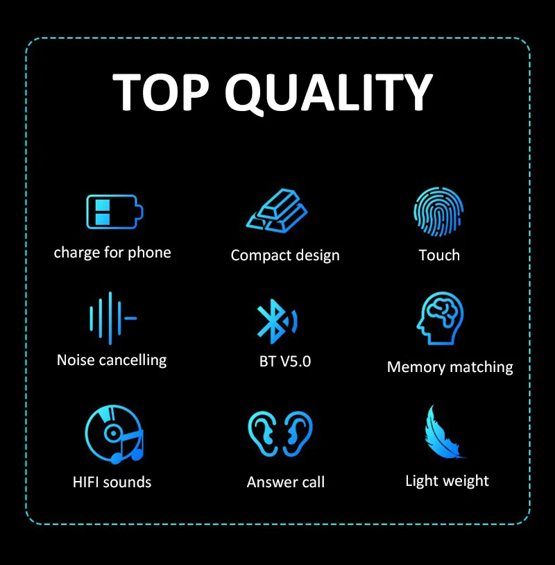 High Quality Best Sounds IPX5 Wireless Earpiece Headphones Earphones Wireless Earbuds with 2200mah Charging Case - ANKUX.COM