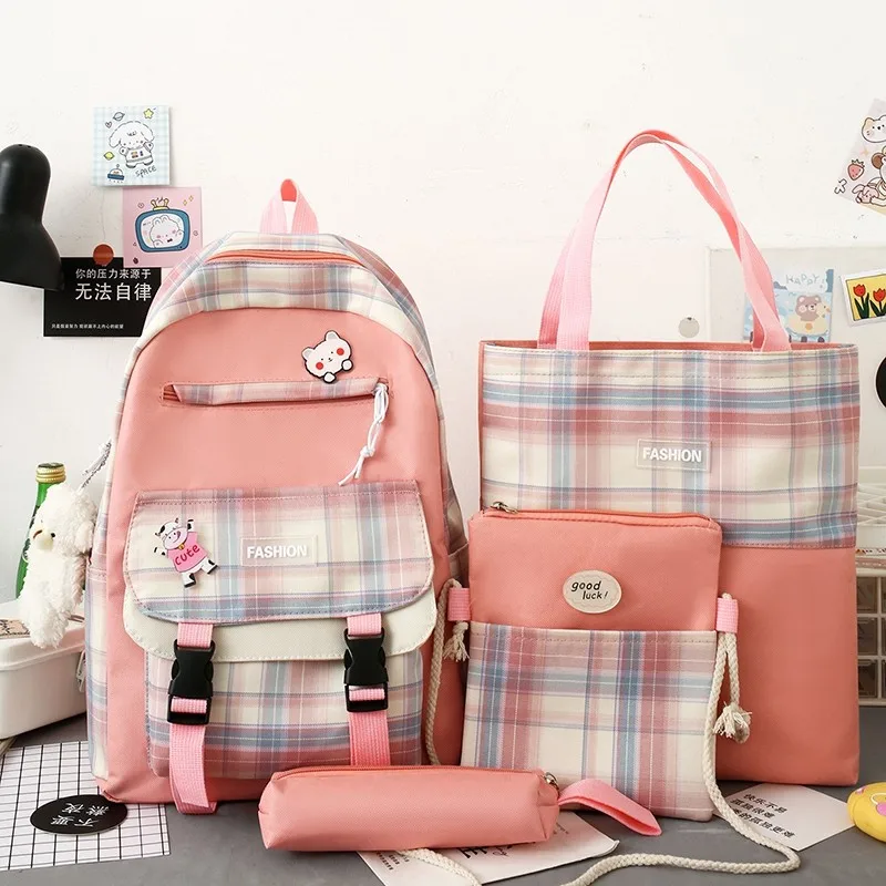 New Plaid 4 PCS Set Colorful Sweet Girls Backpack Shoulders Bag School Backpack Set for Teenager, 4 colors
New Plaid 4 PCS Set Colorful Sweet Girls Backpack Shoulders Bag School Backpack Set for Teenager, 4 colors