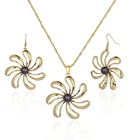 Sets Set SophiaXuan Charm Hollow Jewelry Sets Black Pearl Flower Pendant Women Hawaiian Jewelry Set
