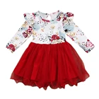 Baby girl long sleeve broken flower dress gauze princess awning dress
