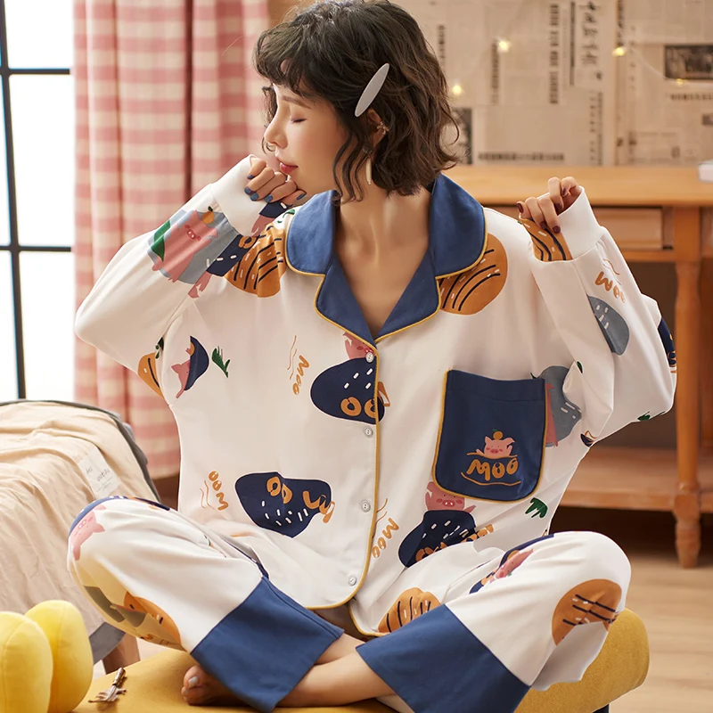 High Quality Korean Women Pajamas Set Home Wear Girl Sleep Wear Tops + Pants cotton piyama, Picture shows
High Quality Korean Women Pajamas Set Home Wear Girl Sleep Wear Tops + Pants cotton piyama, Picture shows