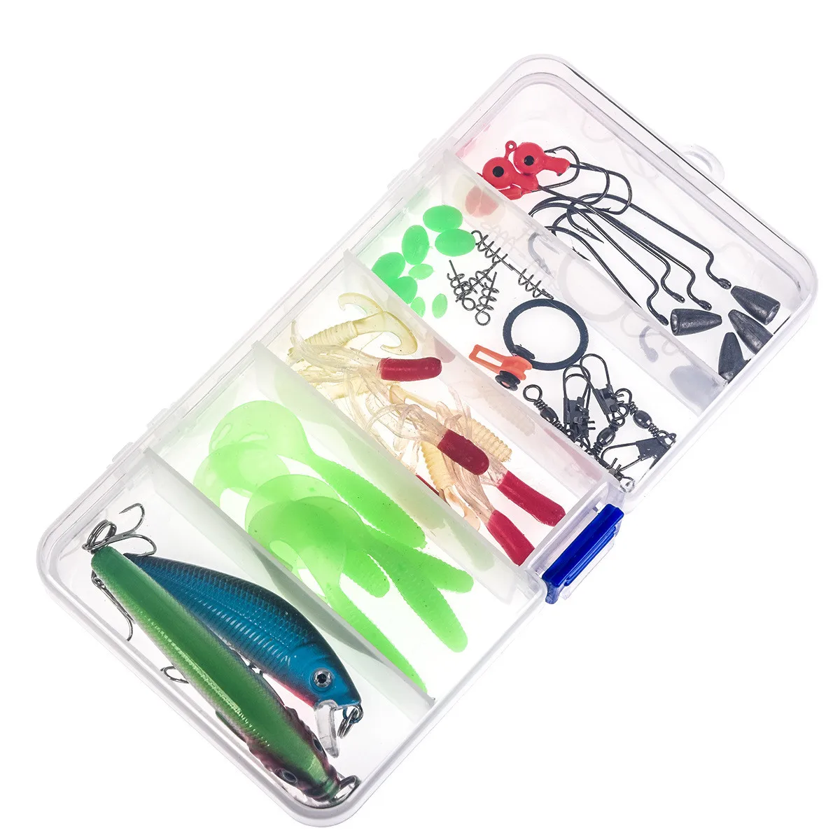 52 pcs / Box Hard Lure Soft Bait Fishing Swivel Leader Hook Sinker Beads Accessories Full Set Fish Tackles Kits Combo, Vavious colors
52 pcs / Box Hard Lure Soft Bait Fishing Swivel Leader Hook Sinker Beads Accessories Full Set Fish Tackles Kits Combo, Vavious colors