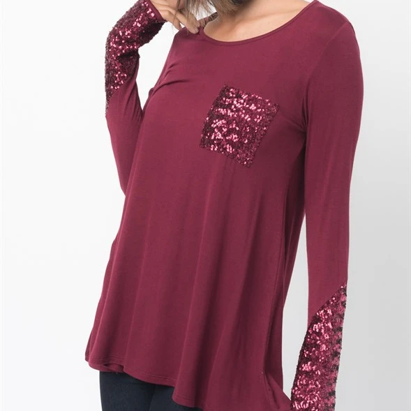 New Casual V-neck Long Sleeve Sequins Ladies t Shirt Latest Design, Black, khaki, wine red
New Casual V-neck Long Sleeve Sequins Ladies t Shirt Latest Design, Black, khaki, wine red