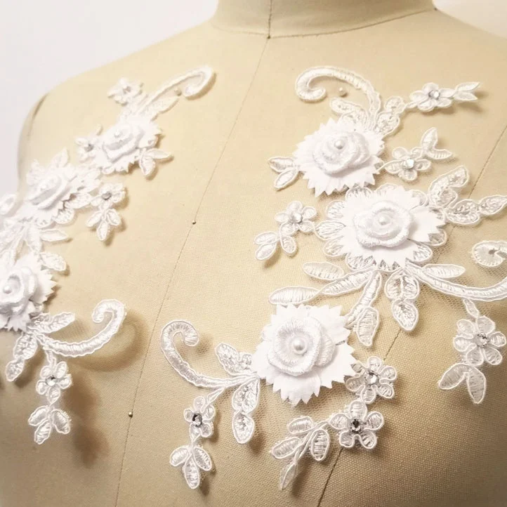 Fashion rhinestone pearl floral lace applique 3d flower for wedding dresses, Accept customized color
Fashion rhinestone pearl floral lace applique 3d flower for wedding dresses, Accept customized color