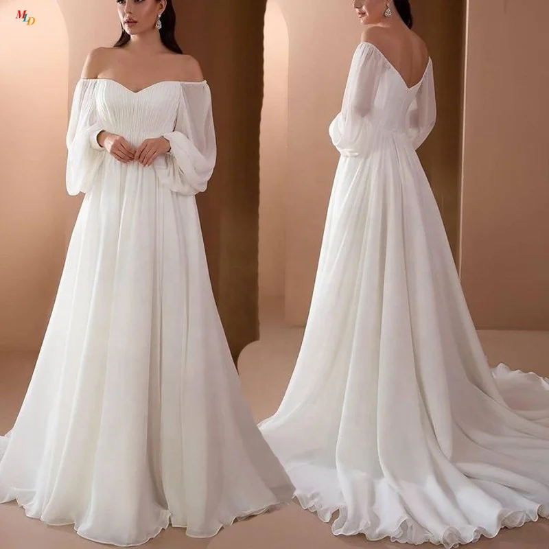 2022 Puff Sleeve Chiffon White Maxi Off Shoulder Gown with Transparent Strap Lady Elegant Party Wear Dresses for Women, Picture
2022 Puff Sleeve Chiffon White Maxi Off Shoulder Gown with Transparent Strap Lady Elegant Party Wear Dresses for Women, Picture