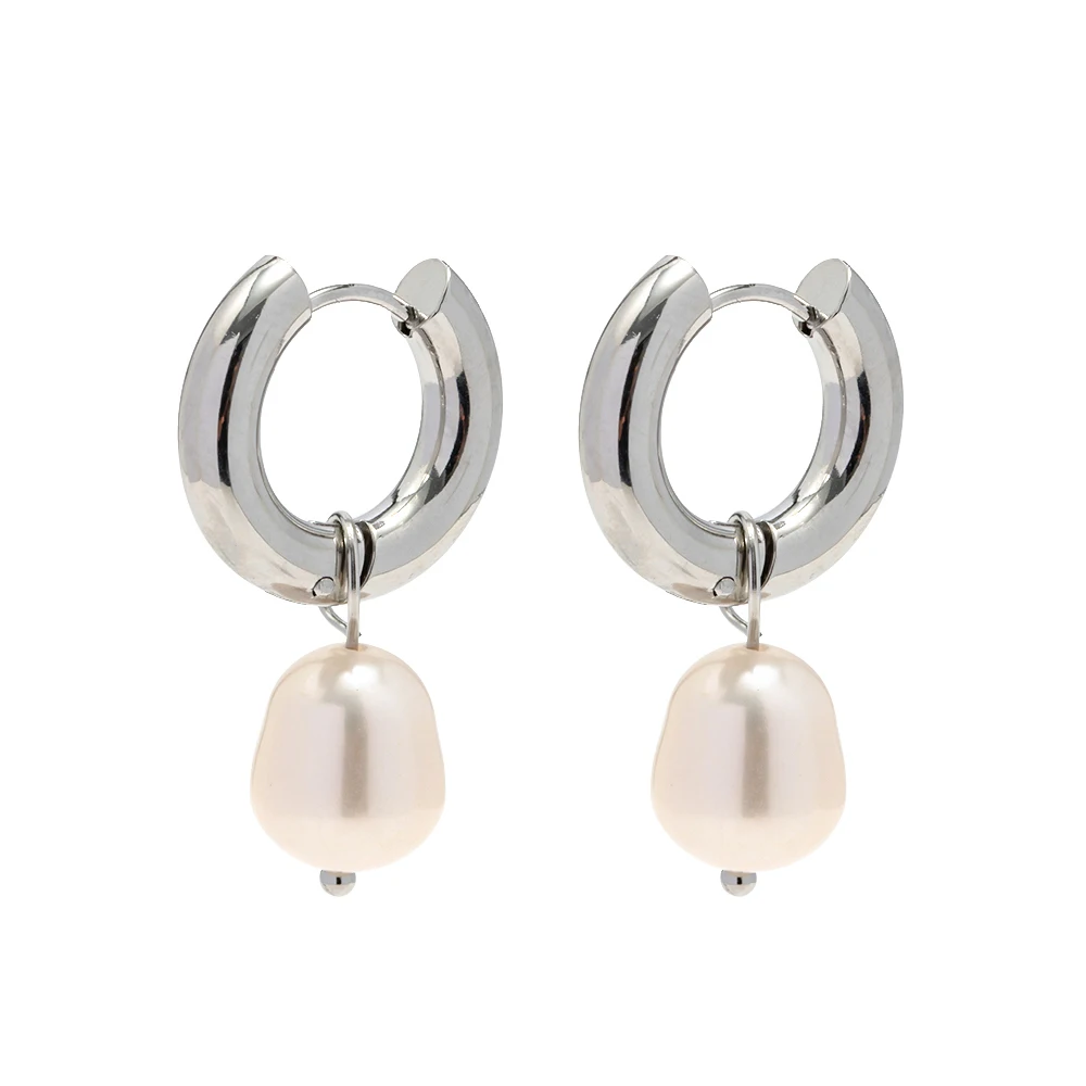 Geometric Stainless Steel CC Shape Pearl Hoop Earrings Waterproof Silver Color Pearl Hoop Earring
Geometric Stainless Steel CC Shape Pearl Hoop Earrings Waterproof Silver Color Pearl Hoop Earring