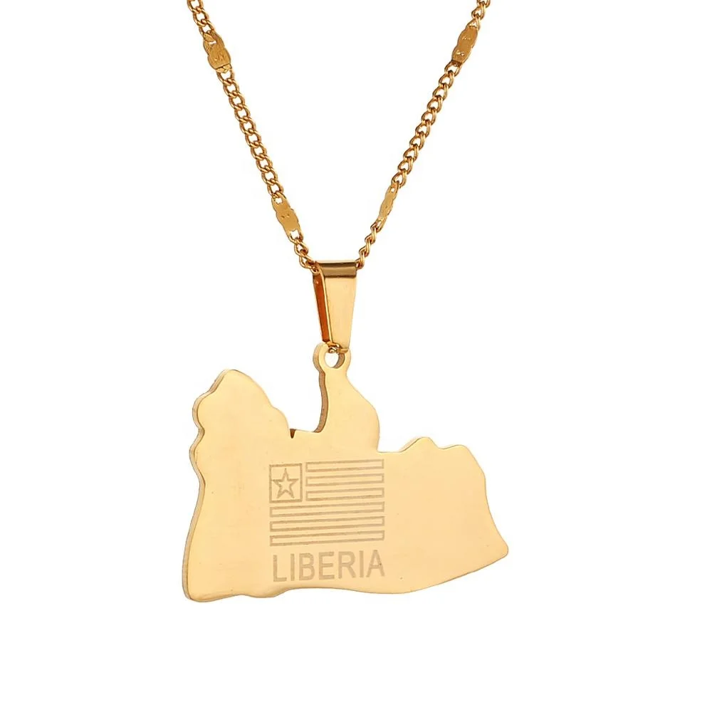 Stainless Steel Liberia Map Flag Gold Color Pendant Necklaces Liberians Charm Jewellery
Stainless Steel Liberia Map Flag Gold Color Pendant Necklaces Liberians Charm Jewellery