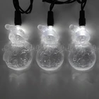 GV Set of 30 Cold White LED Snowman Christmas String Lights Indoor/Outdoor Decorative Lights Black Wire UL Listed