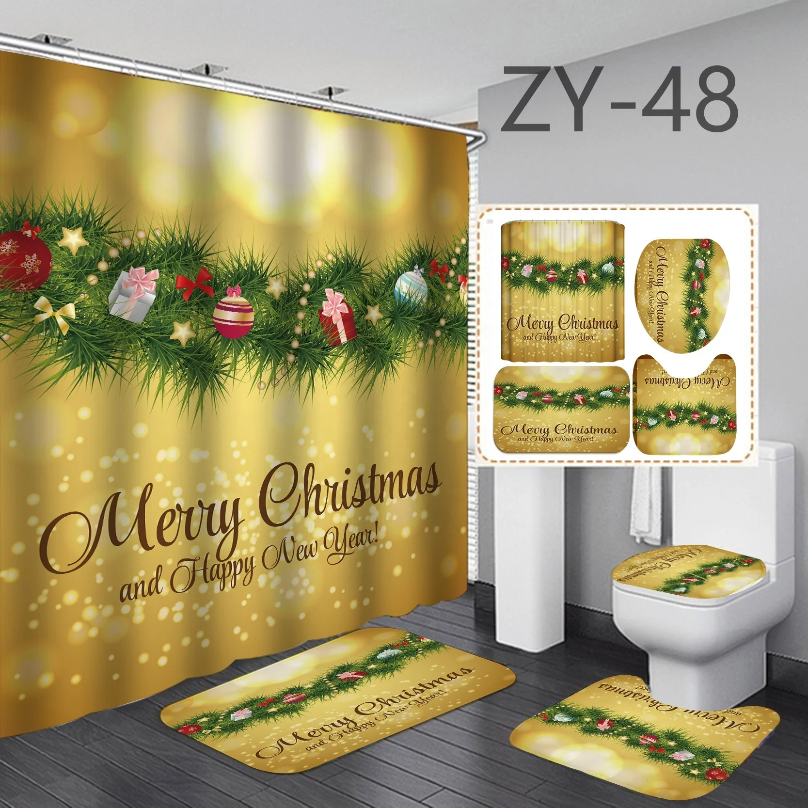 Christmas Series Printing Shower Curtain 3D Printing Waterproof Polyester Bathroom Curtain, Picture
Christmas Series Printing Shower Curtain 3D Printing Waterproof Polyester Bathroom Curtain, Picture