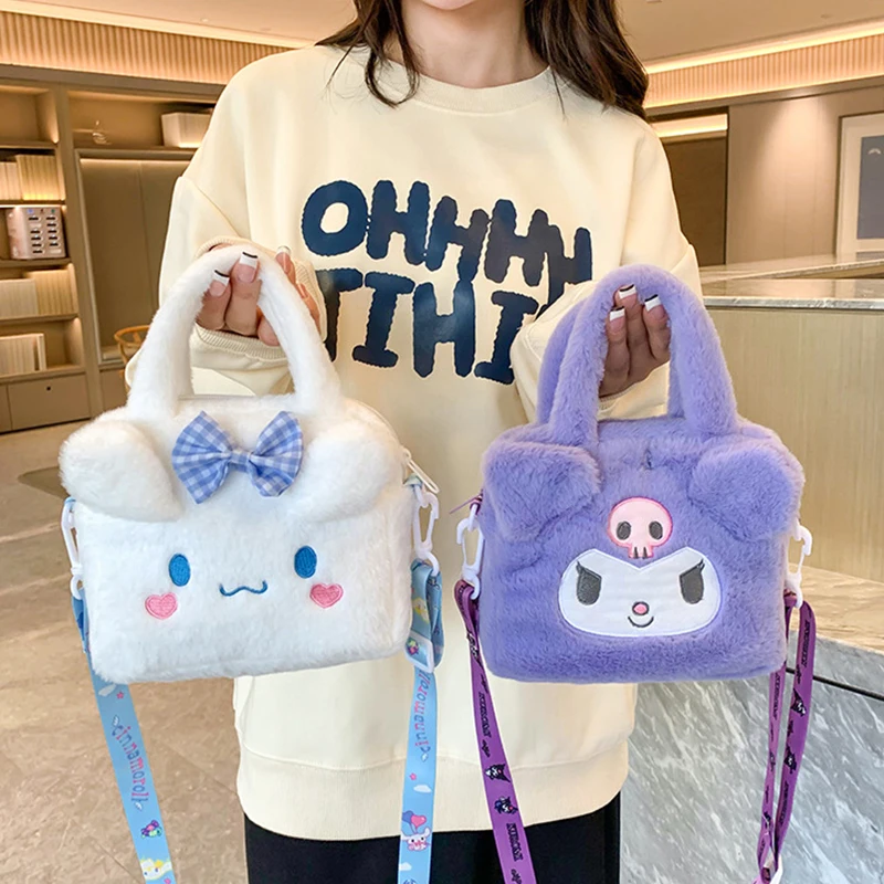 

Sanrio Bag Kawaii Plush Cinnamoroll Melody Kuromi Soft Stuff Handbag Shoulder Bag Anime Stuffed Backpack
