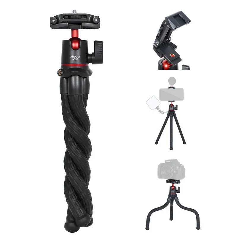 Andoer MT40 1/4 Inch Screw Flexible Octopus Desktop phone Holder camera Tripod Stand for Vlog
Andoer MT40 1/4 Inch Screw Flexible Octopus Desktop phone Holder camera Tripod Stand for Vlog