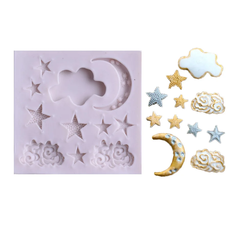 Fondant Cake Decoration Molds Clouds, moon, stars, starry sky Chocolate Soap Wax Making Ice Tray Silicone Cake Tools, Pink or grey
Fondant Cake Decoration Molds Clouds, moon, stars, starry sky Chocolate Soap Wax Making Ice Tray Silicone Cake Tools, Pink or grey