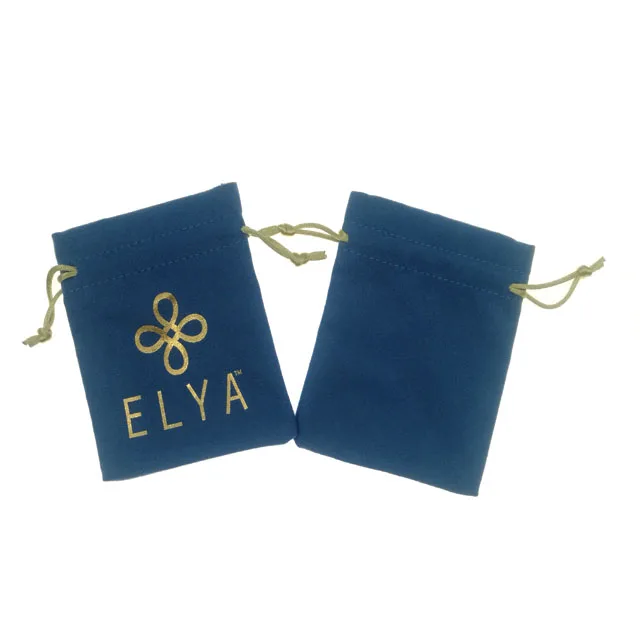 custom flannel drawstring jewelry pouch gift bag with gold foil