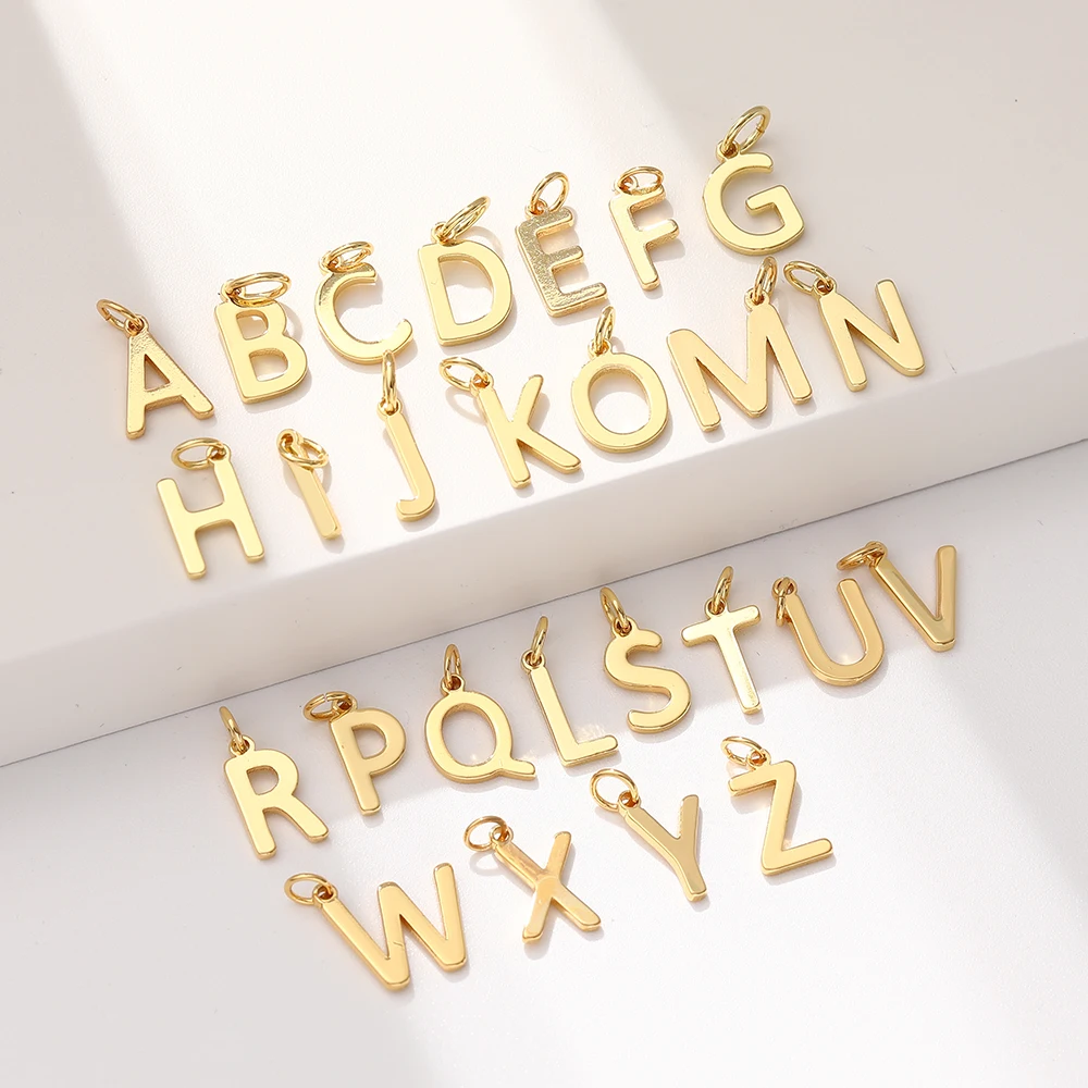 Simple design gold plated copper jewelry charms 26 letters A-Z pendant letter custom pendant neckalce earring making
Simple design gold plated copper jewelry charms 26 letters A-Z pendant letter custom pendant neckalce earring making