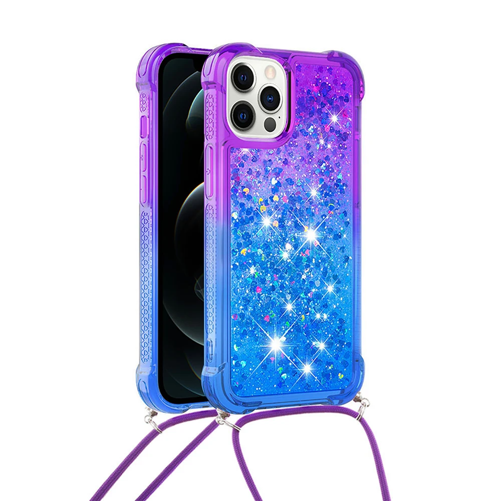 TPU Clear Crossbody Cover for iphone 12 pro max phone Case Glitter Smartphone Necklace Gradient Quicksand Case for iphone xs, 4 colors
TPU Clear Crossbody Cover for iphone 12 pro max phone Case Glitter Smartphone Necklace Gradient Quicksand Case for iphone xs, 4 colors