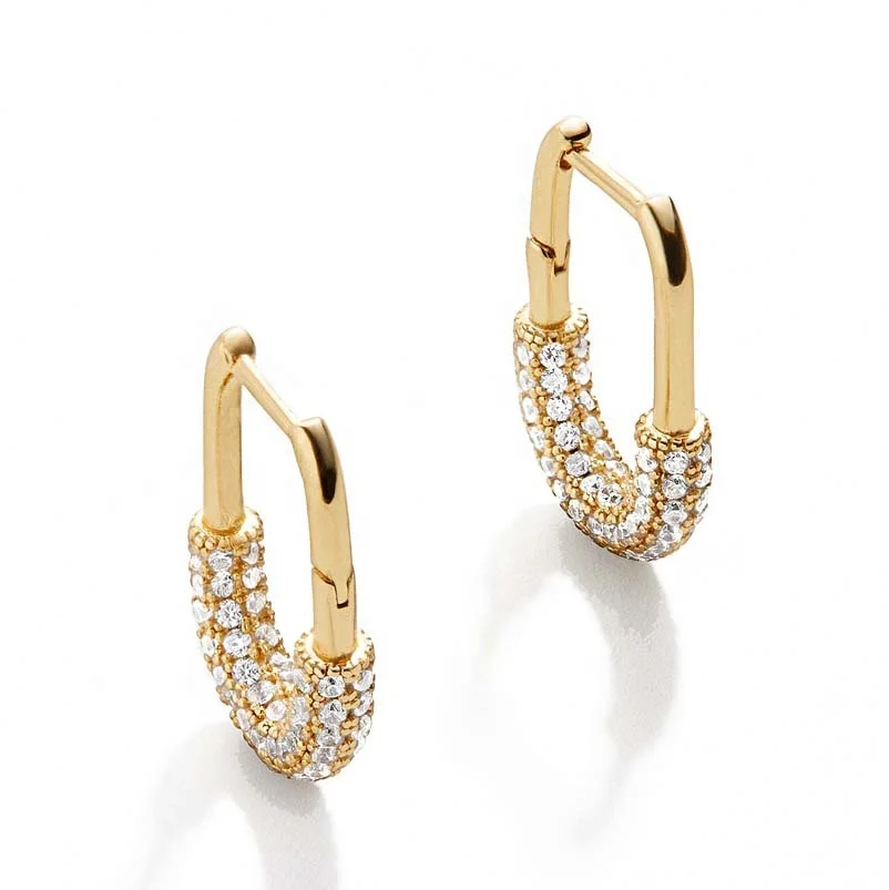 

Gemnel high-end market 925 silver day-to-night dressing oval-shaped beauties feature classic gold metal hoop earring