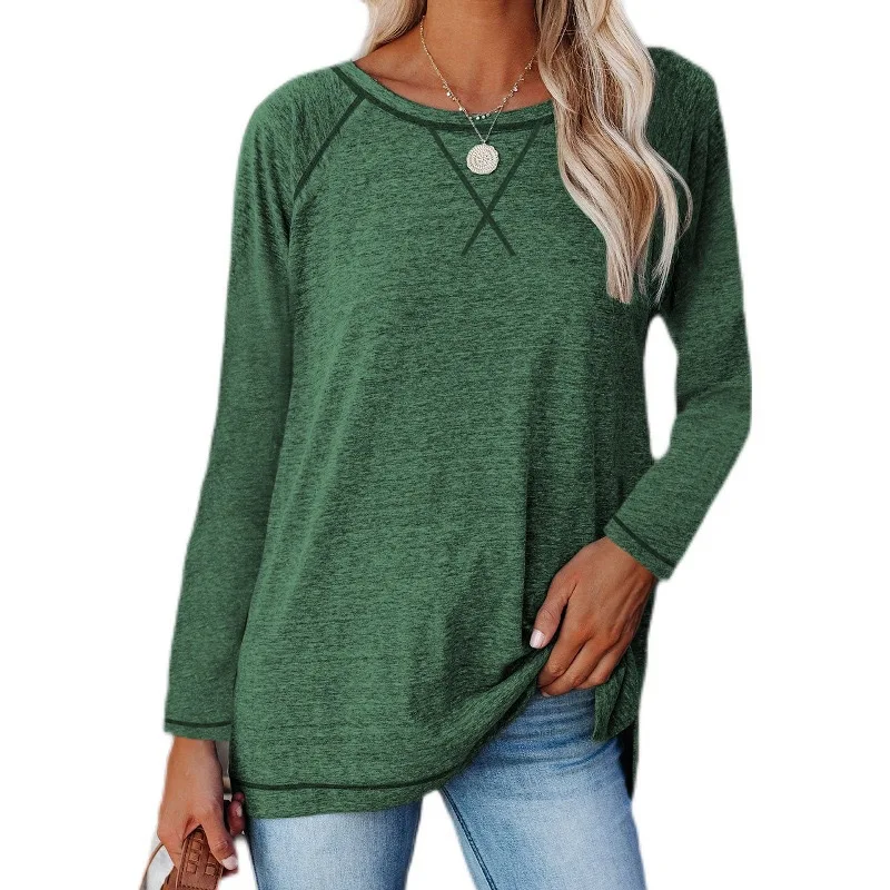 2021 autumn women clothing European and American cross-bordernew color line round collar long sleeve T-shirt blouse women, Picture showed
2021 autumn women clothing European and American cross-bordernew color line round collar long sleeve T-shirt blouse women, Picture showed