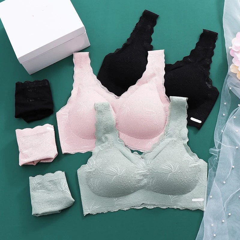 S-2XL Women lace seamless sexy young girls traceless korean comfortable sleeping vest thin pad latex bra and panties set
S-2XL Women lace seamless sexy young girls traceless korean comfortable sleeping vest thin pad latex bra and panties set