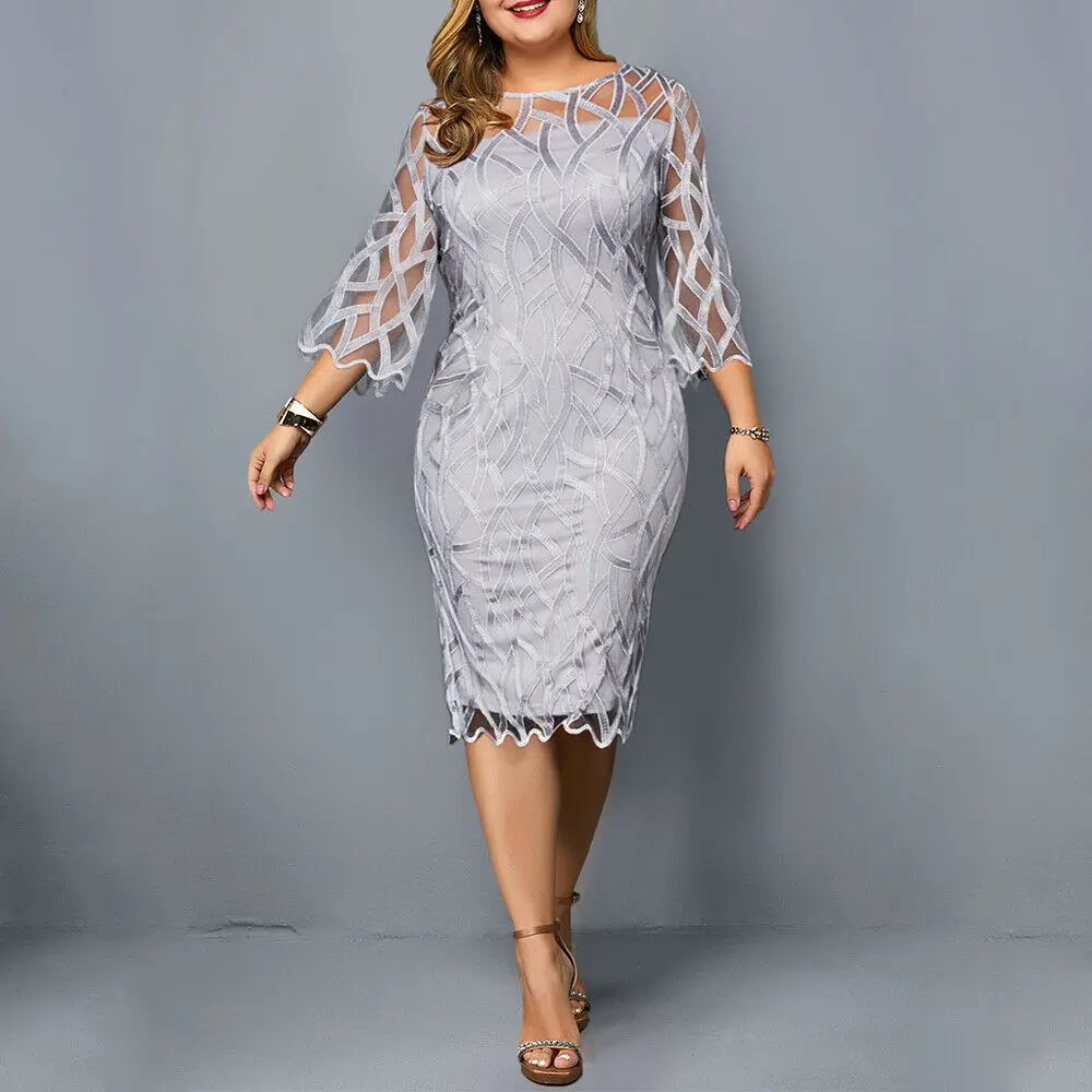 6XL Elegant Women Dress Plus Size Transparent Seven Sleeve Party Dress Autumn Ladies Knee-Length Dress Fall Retro vestidos
6XL Elegant Women Dress Plus Size Transparent Seven Sleeve Party Dress Autumn Ladies Knee-Length Dress Fall Retro vestidos