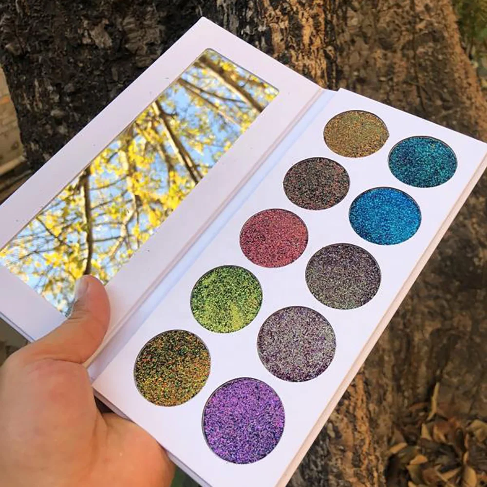 High Quality Custom Pigmented Chameleon Glitter Eyeshadow Palet Duo Chrome Eyeshadow Palette
High Quality Custom Pigmented Chameleon Glitter Eyeshadow Palet Duo Chrome Eyeshadow Palette