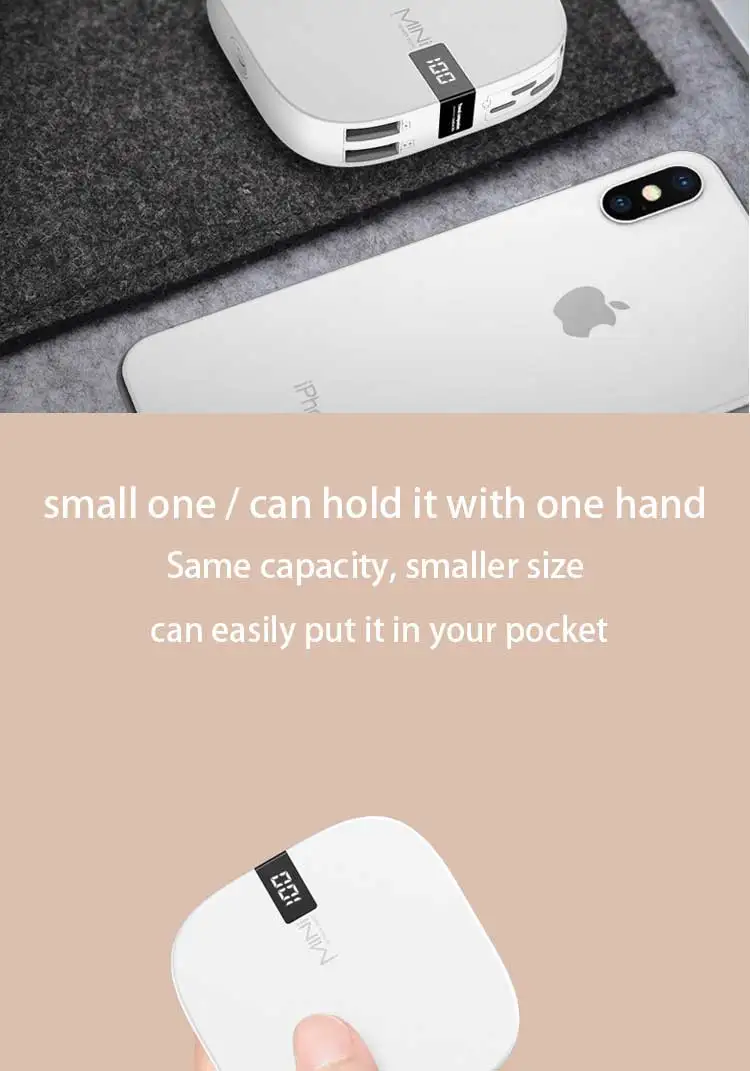 High Quality Led Mini Digital Portable 10000mAh 5V 2 Ports Power Bank Wallet Power Bank For Smartphone with Lighting input - ANKUX.COM